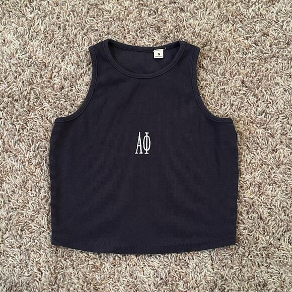 Alpha Phi Greek Letter Gray Cropped Tank - Picture 1 of 2